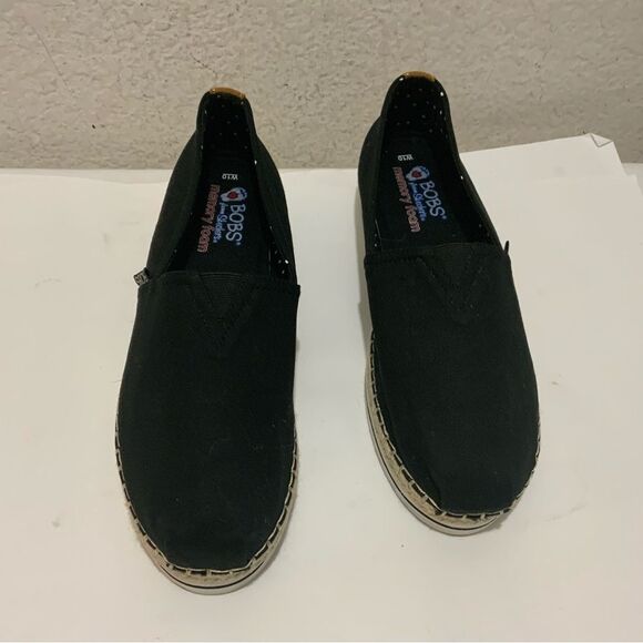 New BOBS From Skechers Women's Size 10 Shoe with Memory Foam Black Canvas Flats - Picture 6 of 12